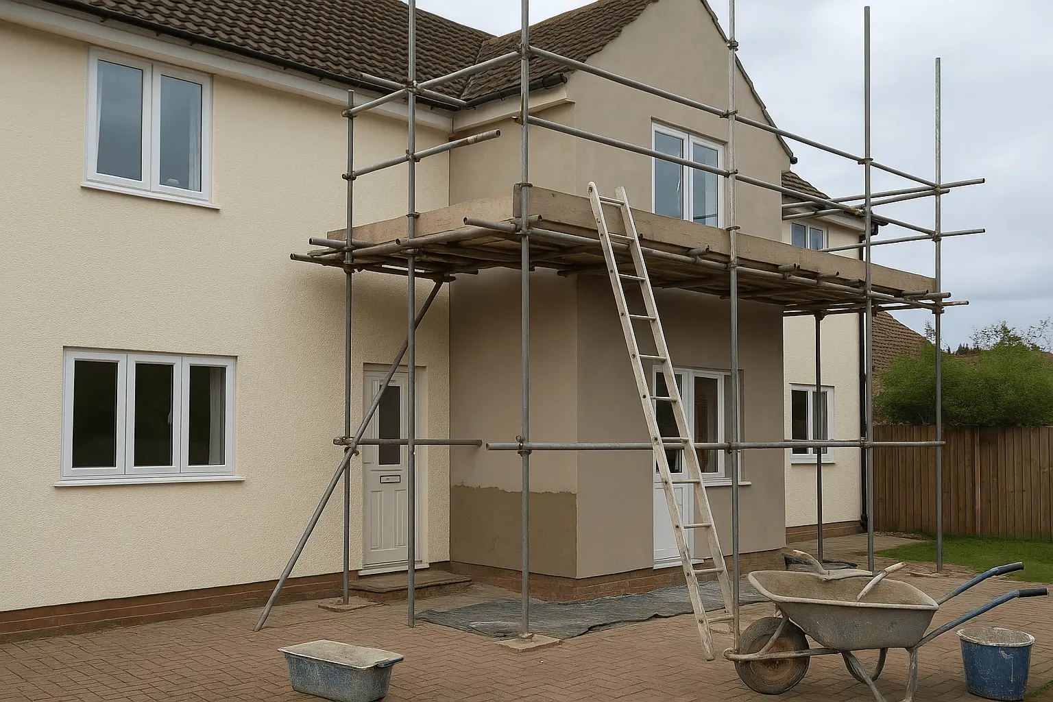 Render Group SW team working on a property exterior in South Wales
